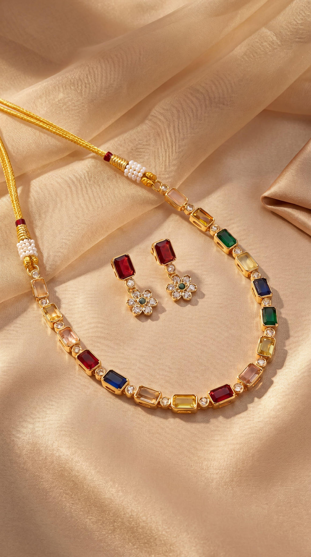 Multicolour crystal Necklace set