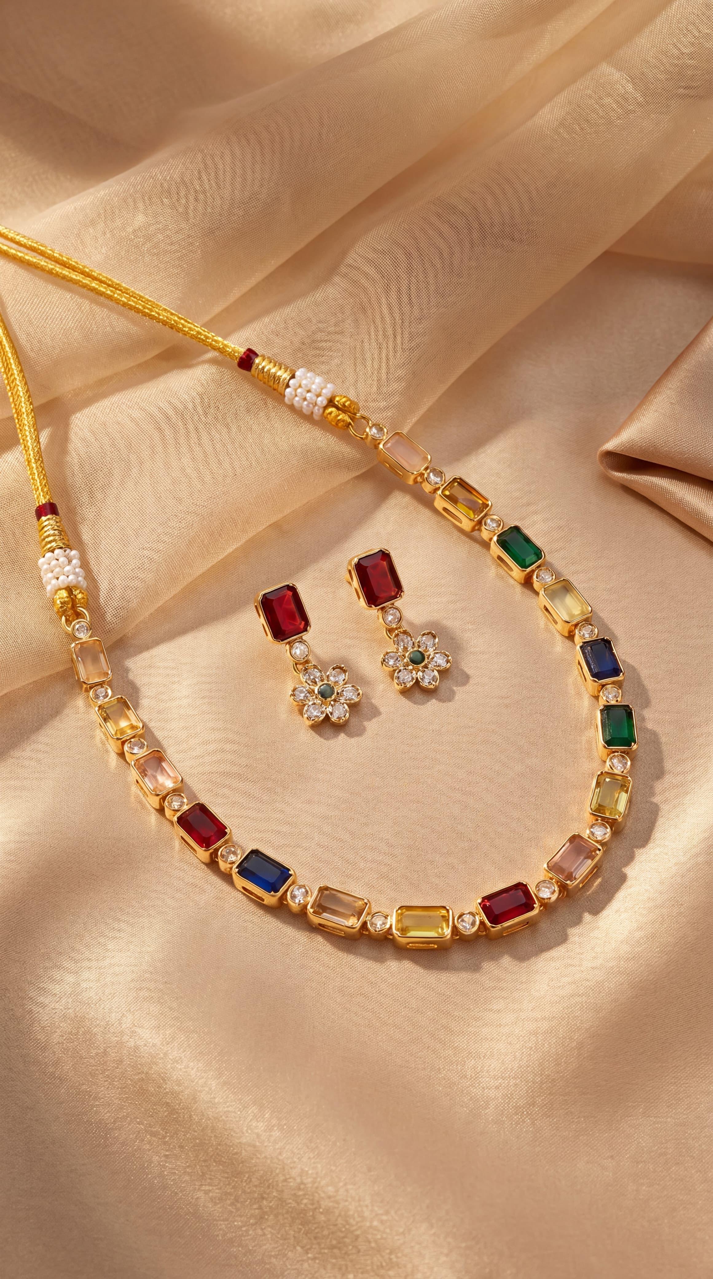 Multicolour crystal Necklace set